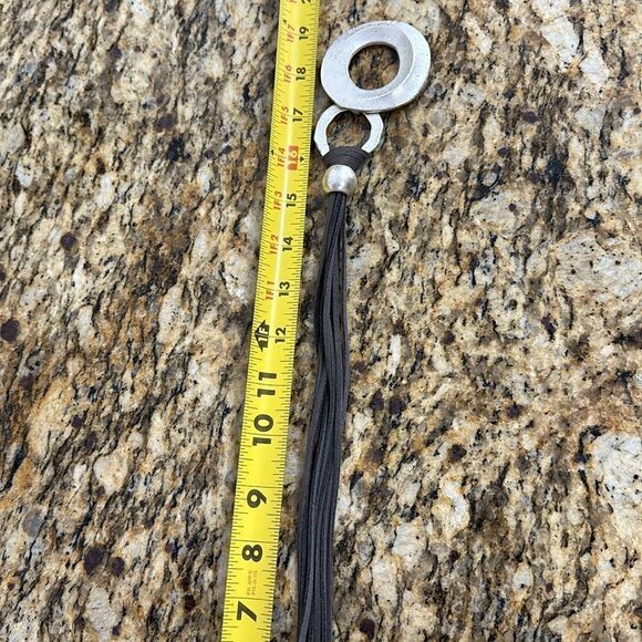 Double Ring Silver Tone Bobo Pendant Necklace - Picture 6 of 6